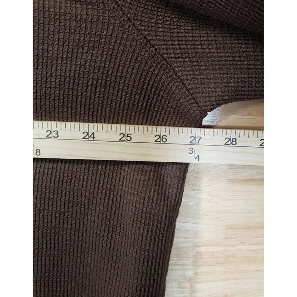 BC Clothing XXL Brown Sherpa Lined Waffle Knit Mock Neck Pullover